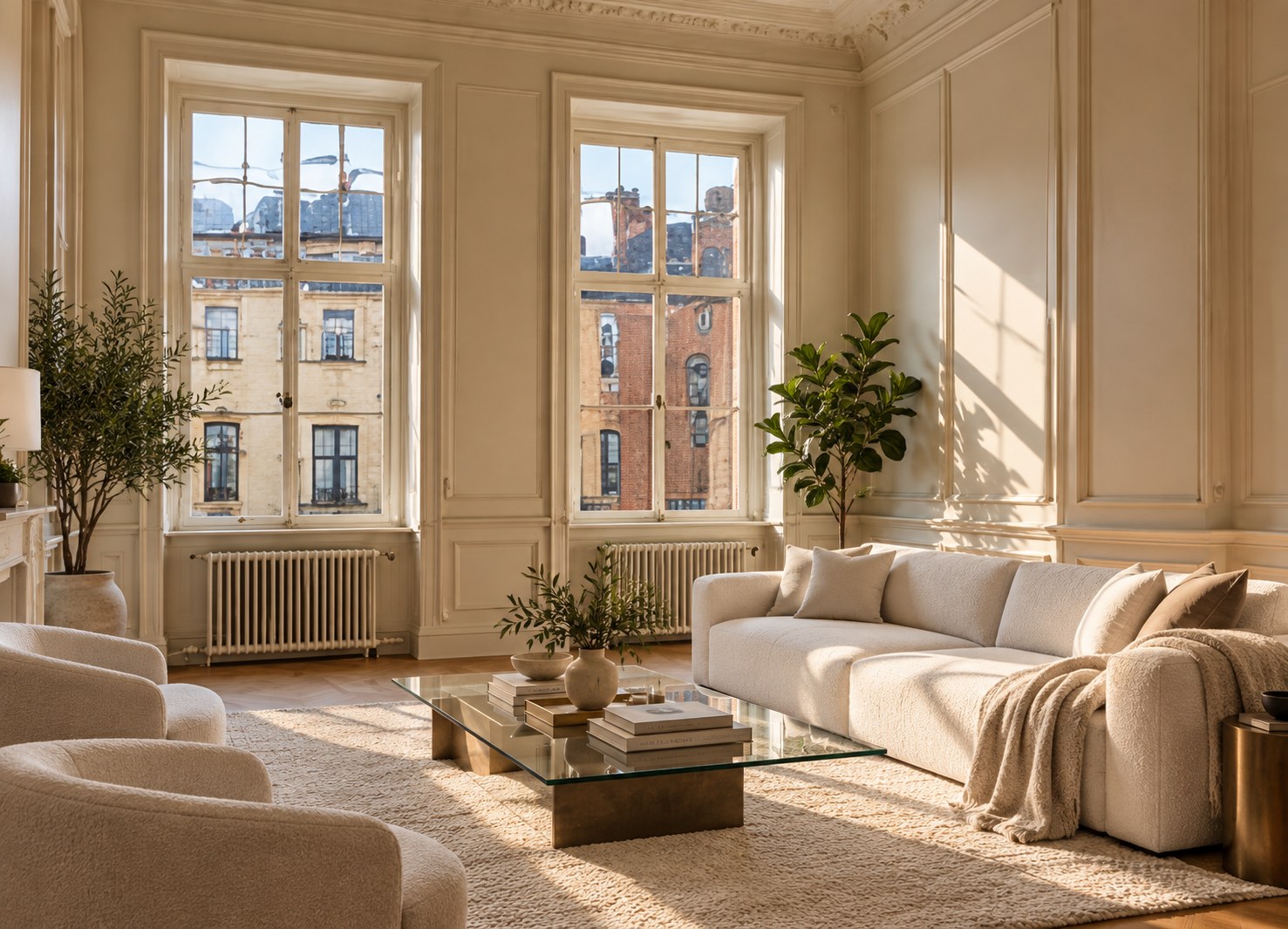 The same living room, furnished by Furnora