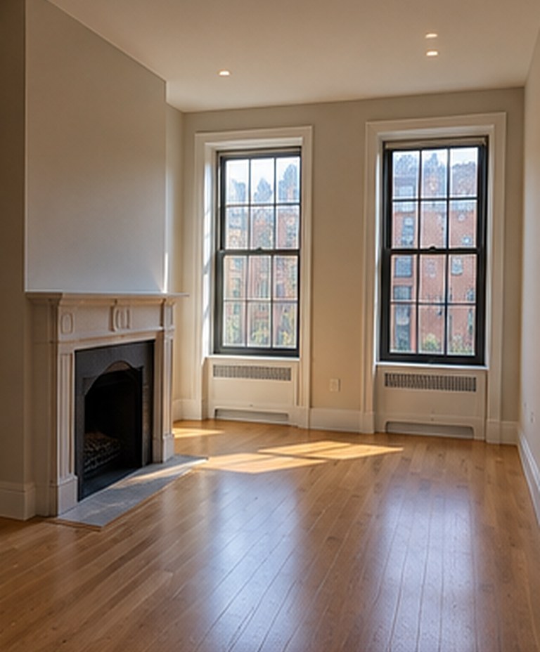 A brownstone living room
