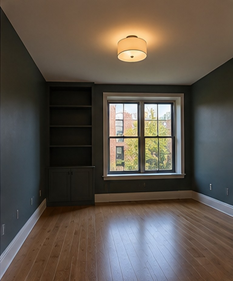 A green-walled study